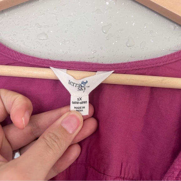 Terra & Sky Pink Mini Dress Summer Casual Pockets 1X - Picture 3 of 4